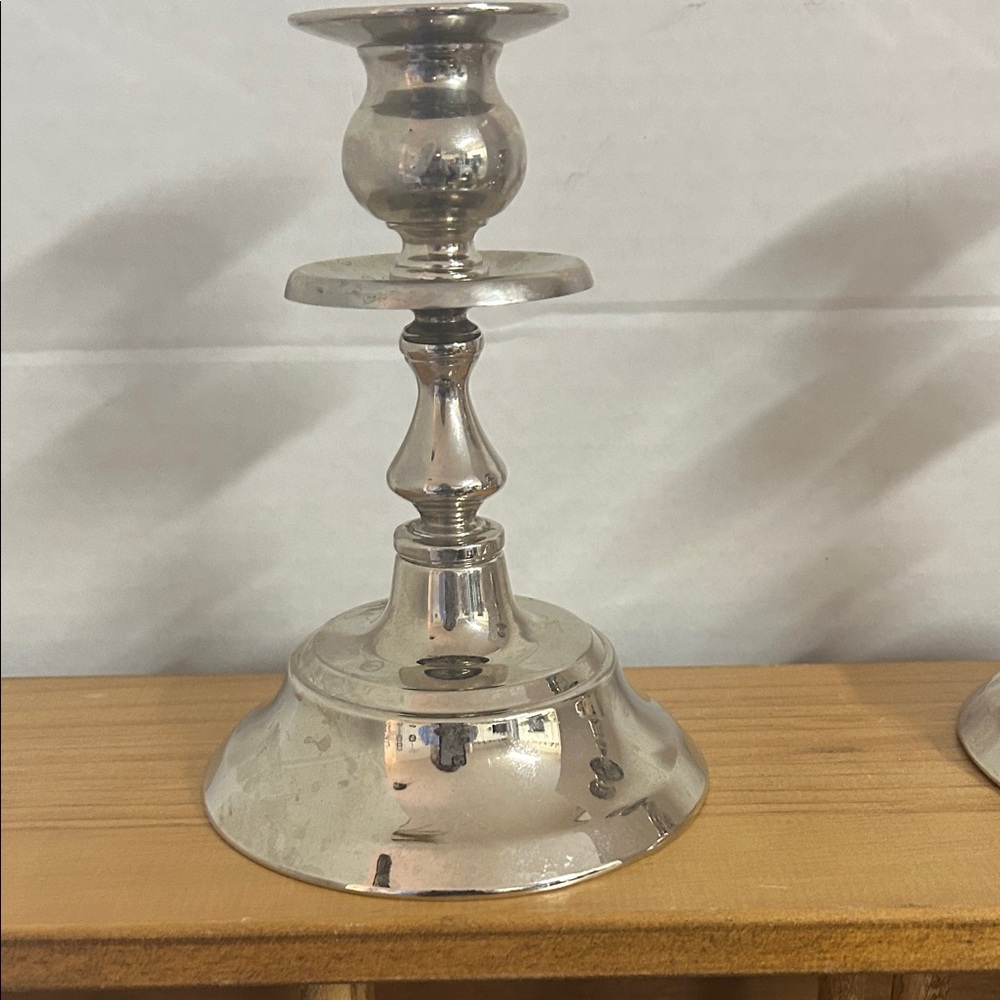 Elegant Silver Plated Candle Holders - Picture 2 of 3